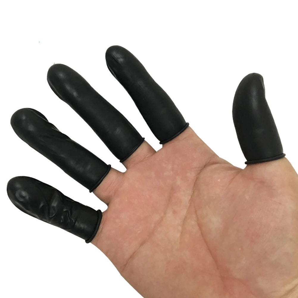 100pcs/lot Black Disposable Latex Rubber Finger Cots Sets Fingertips Protector Gloves For DIY Making Finding Accessories