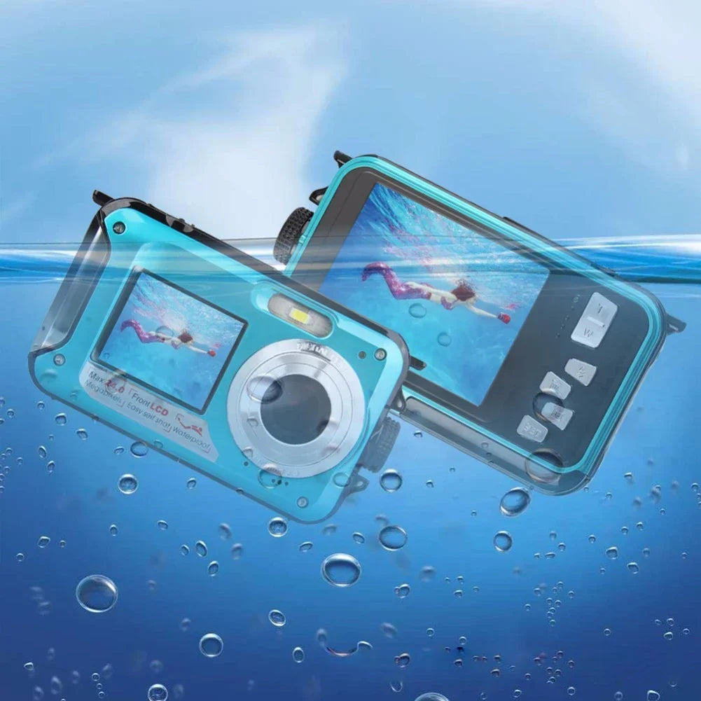 Waterproof Digital Camera Anti-Shake 1080P Full HD Selfie Outdoor Video Portable Recorder for Underwater DV Recording Present
