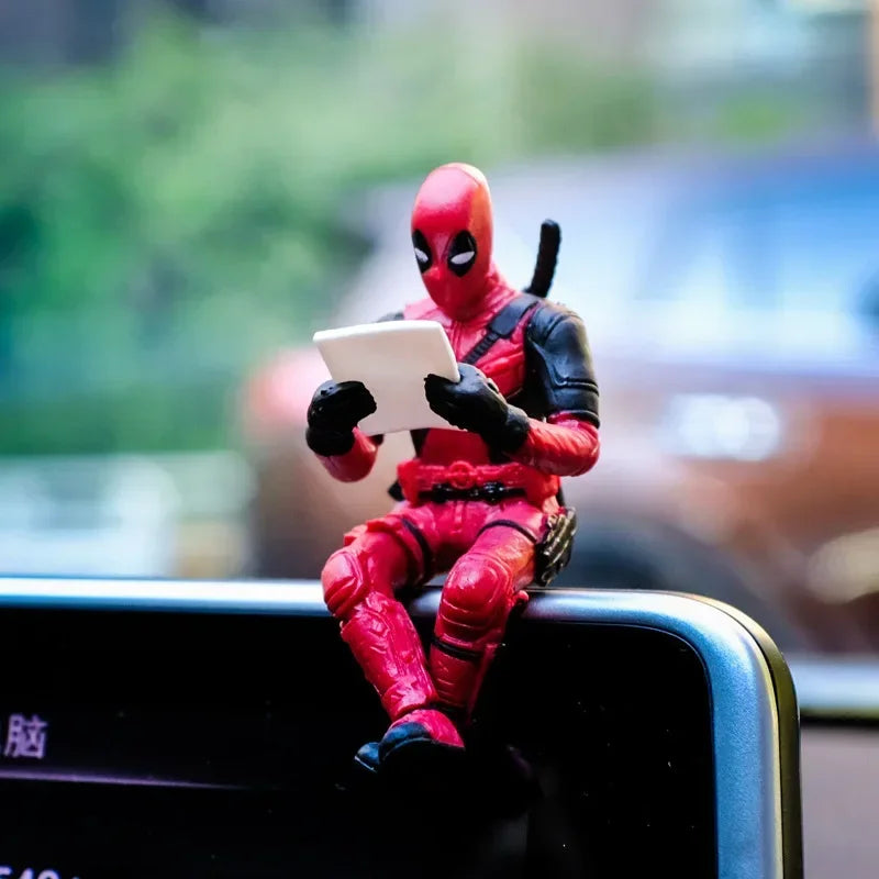 Deadpool Groot Anime Action Figure Sitting Posture Model X-Men Mini Doll Car Decoration Marvel Collection Figurine Toys Gift