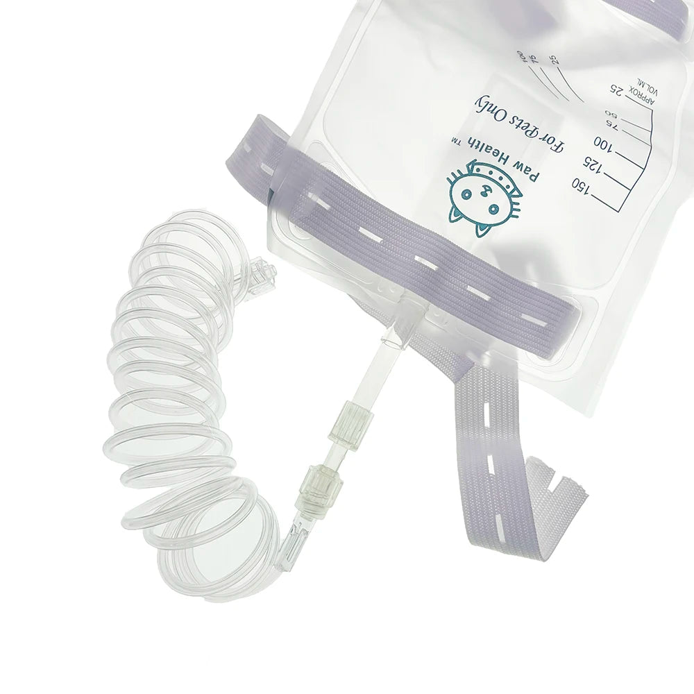 Professional Pet Dog Cat Urine Drainage Collection Bag Luer Lock With Extension Tube Hanging Strap Anti Reflux Drain 150ml 300ml