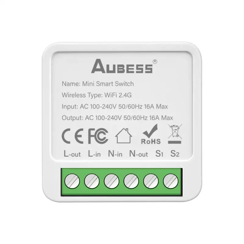WiFi Smart Mini Switch Tuya Smart 1/2/3/4 Gang Switch 2 Way Control Breaker Module Works With Alexa Google Home Alice Smart Life