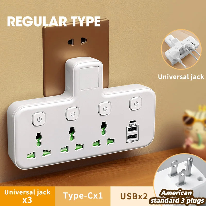 Eu Us Uk Au Plug Ac Outlet Power Strip Multiprise Wall Socket Universal Network Filter with Usb Cherger Separate Switch Adapter