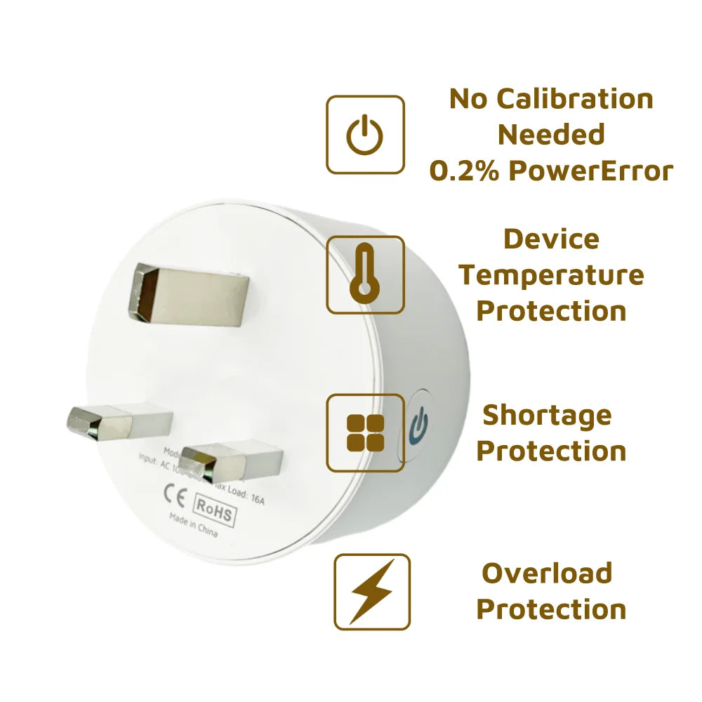 preflashed ESPhome Smart Plug Works With Home Assitant UK Standard 16A