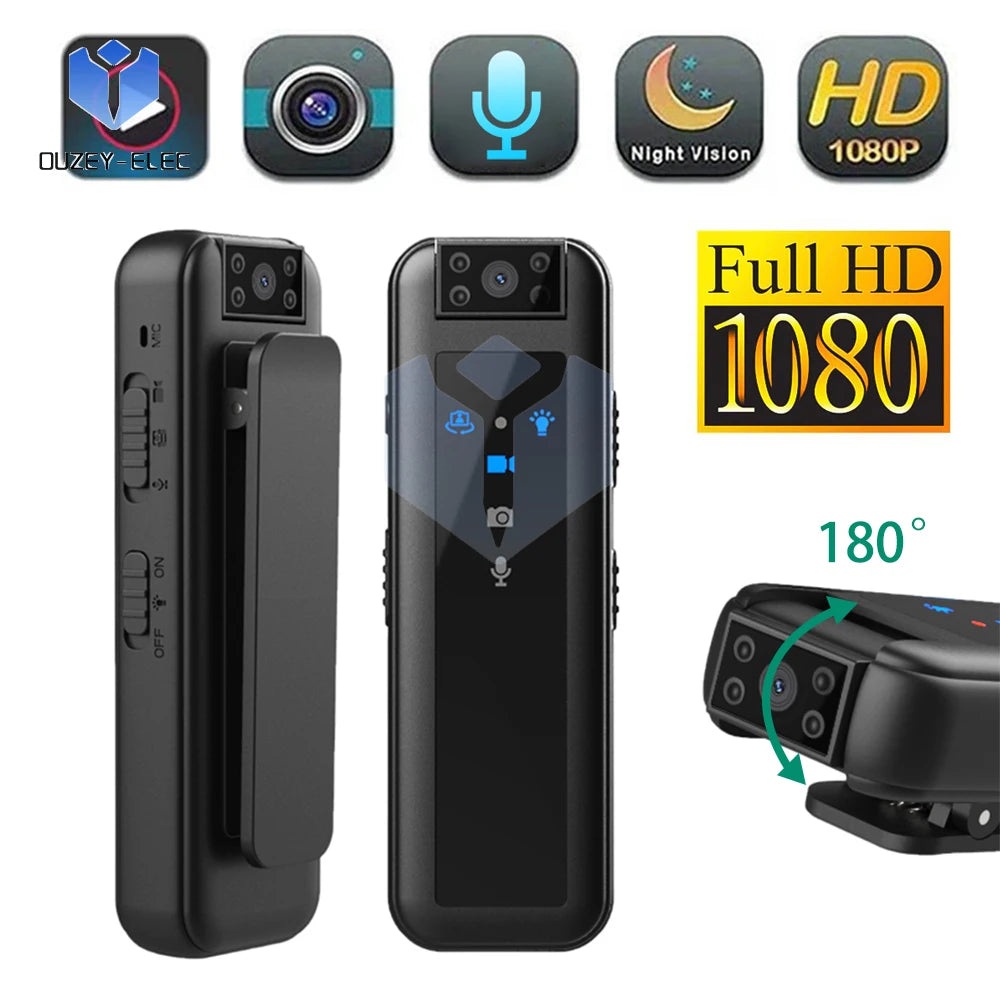 1080P HD Sports Camera 180 Degree Lens Flip IR Night Vision Cycling Outdoor Hiking Travel Clip-on Recorder Shooter Cameras