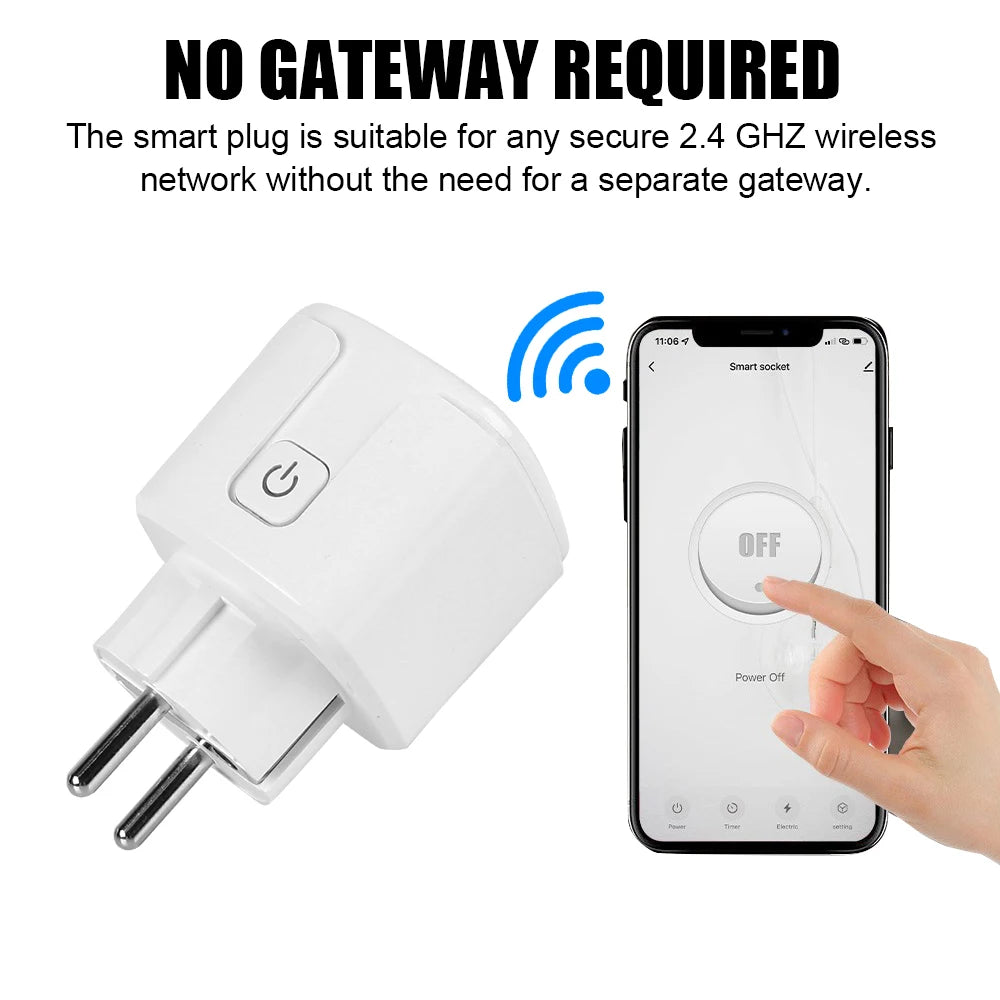 Work with Alexa Google Home Assistant Smart Plug Tuya Life APP 16A Wall Charger EU/US/BR Socket WiFi Power Monitor Timer
