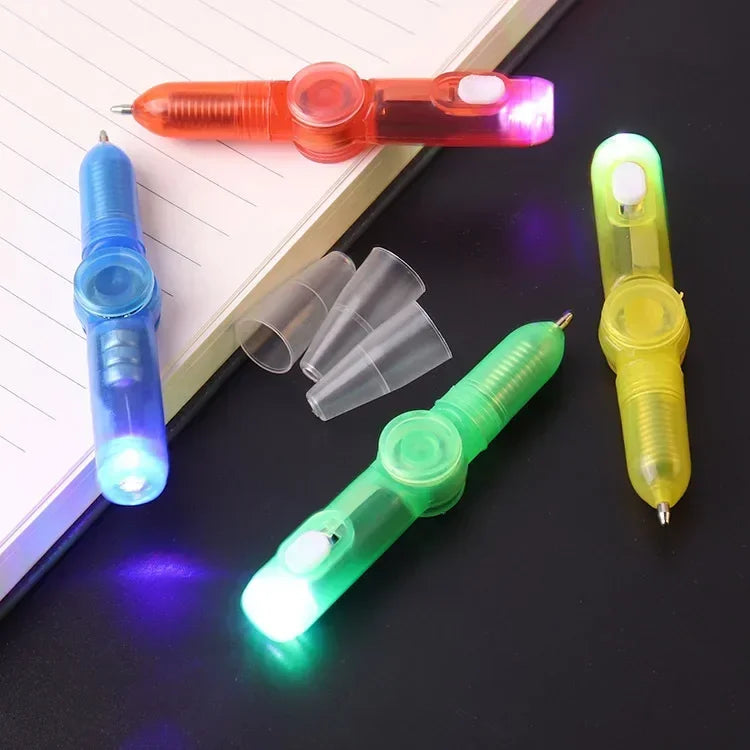 Novelty Rotating Spinner Toy Pen Led Luminous Gyro Pen Office Stress Relief Toys For Kids Students Creative Stationary Gel Pen