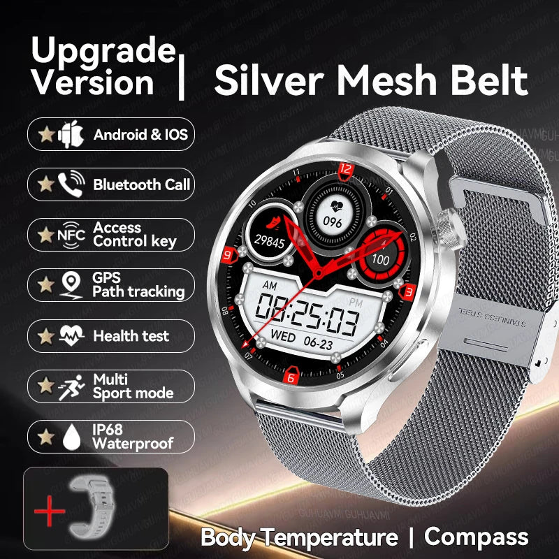 2024 New For HUAWEI Outdoor Sports Smart Watch Men AMOLED Screen NFC GPS Compass Heart rate Waterproof Bluetooth Call SmartWatch