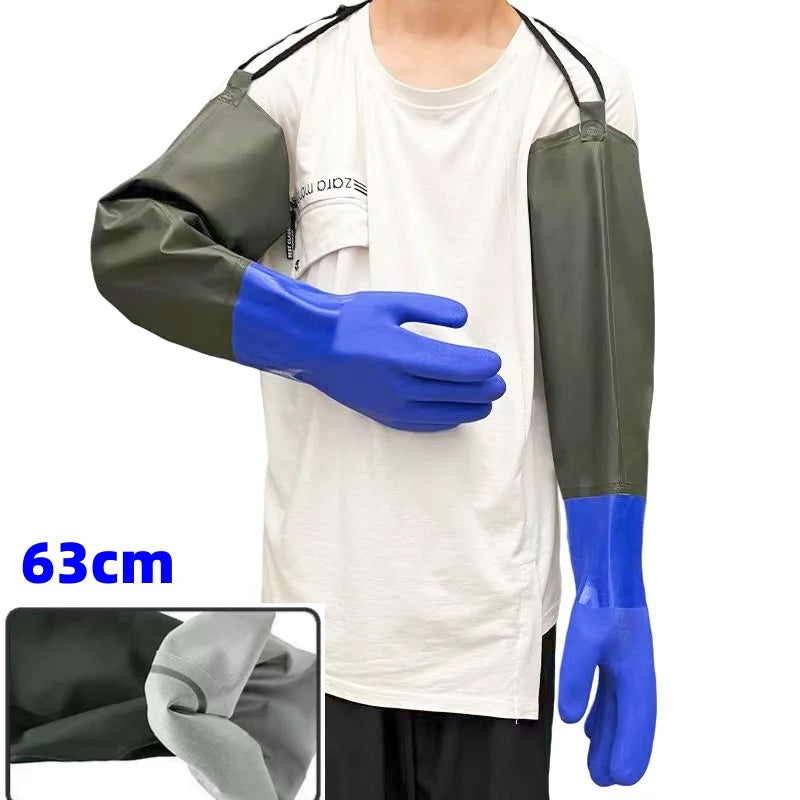 Super long,75cm fishing gloves,Waterproof ,thick durable, aquatic gloves
