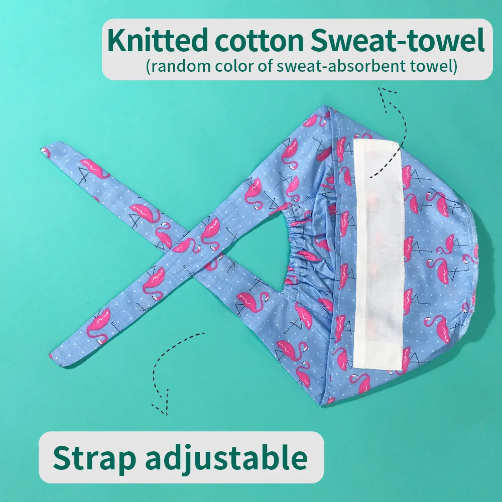 Personalized Printing Doctor Surgical Cap Long Hair Classic Nurse Toe Hat for Men Women Sweat-absorbent Towel Cotton Scrub Cap