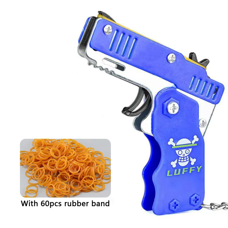 1PCS keychain gun 60 rubber bands rubber band gun Shooting Pistol Alloy Kid Outdoor Party metal gun gift boyfriend Gift Funny