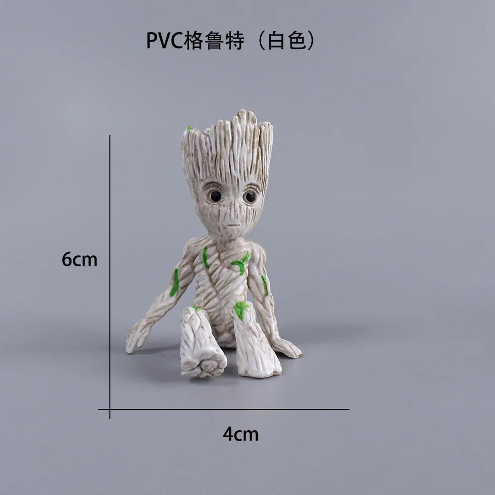 Deadpool Groot Anime Action Figure Sitting Posture Model X-Men Mini Doll Car Decoration Marvel Collection Figurine Toys Gift
