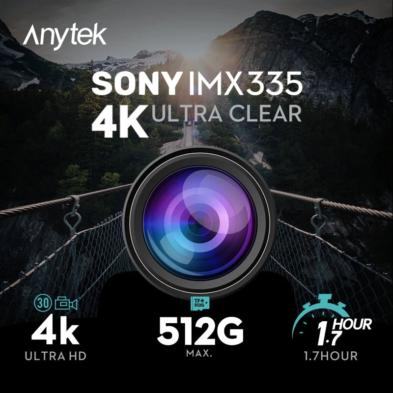 Anytek 4K UHD GPS Water-proof Helmet Sports DV Action Camcorder For Cycling Riding Camera Motorbike Video Digital Camera