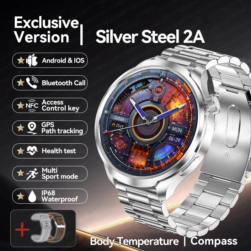 2024 New For HUAWEI Outdoor Sports Smart Watch Men AMOLED Screen NFC GPS Compass Heart rate Waterproof Bluetooth Call SmartWatch