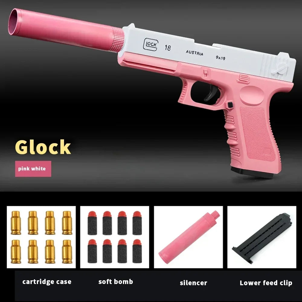 Soft Bullet Toy Gun for 6+ Kids Outdoor Combat Weapon Eat Chicken Toys with Silencer Foam Ejection Toy Gun Toy For Boys Girls