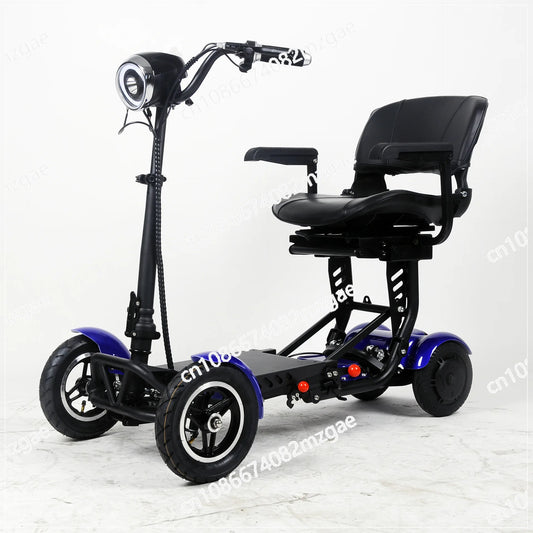 New Style Travel Wheelchair Dual Motor Adult Folding Mobility 4 Wheels Electric Scooters Bike with Seat