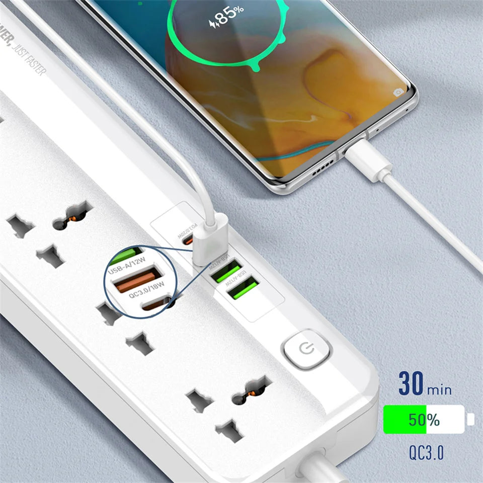 LDNIO Power Strip With 4 USB Extension Socket Plug 5 AC Outlet USB Fast Charging Charger For Phone Charge Home Network Filter 2M