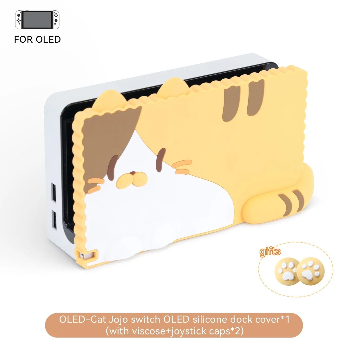GeekShare Charging Dock Case for Nintendo Switch OLED Kawaii 3D Cat Jojo Silicone Soft Dock Shell NS Game Accessories