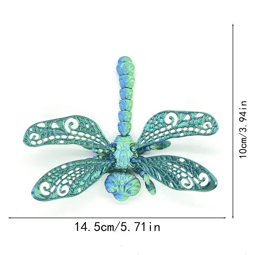 3D Printed Dragonfly Figurine Collectible Desk Decor Transformable Design,For Halloween Christmas Xmas Thanksgiving Toy Kids
