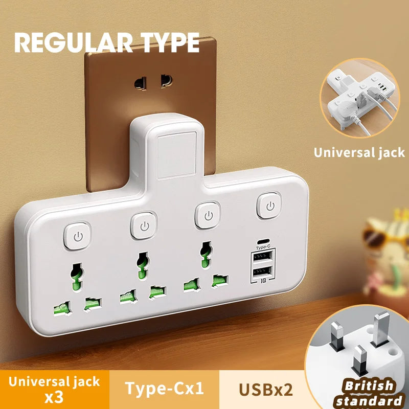 Eu Us Uk Au Plug Ac Outlet Power Strip Multiprise Wall Socket Universal Network Filter with Usb Cherger Separate Switch Adapter