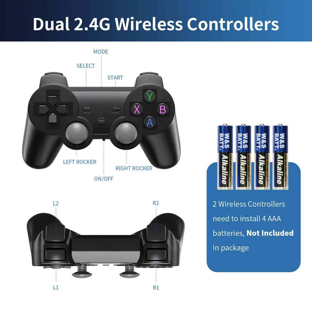 X8 Pro Retro Video Game Console 64G 30000+ Games Emuelec 4.5 Wireless Gamepad 40+ Emulator Game Stick 4K for N64/PSP/SNES