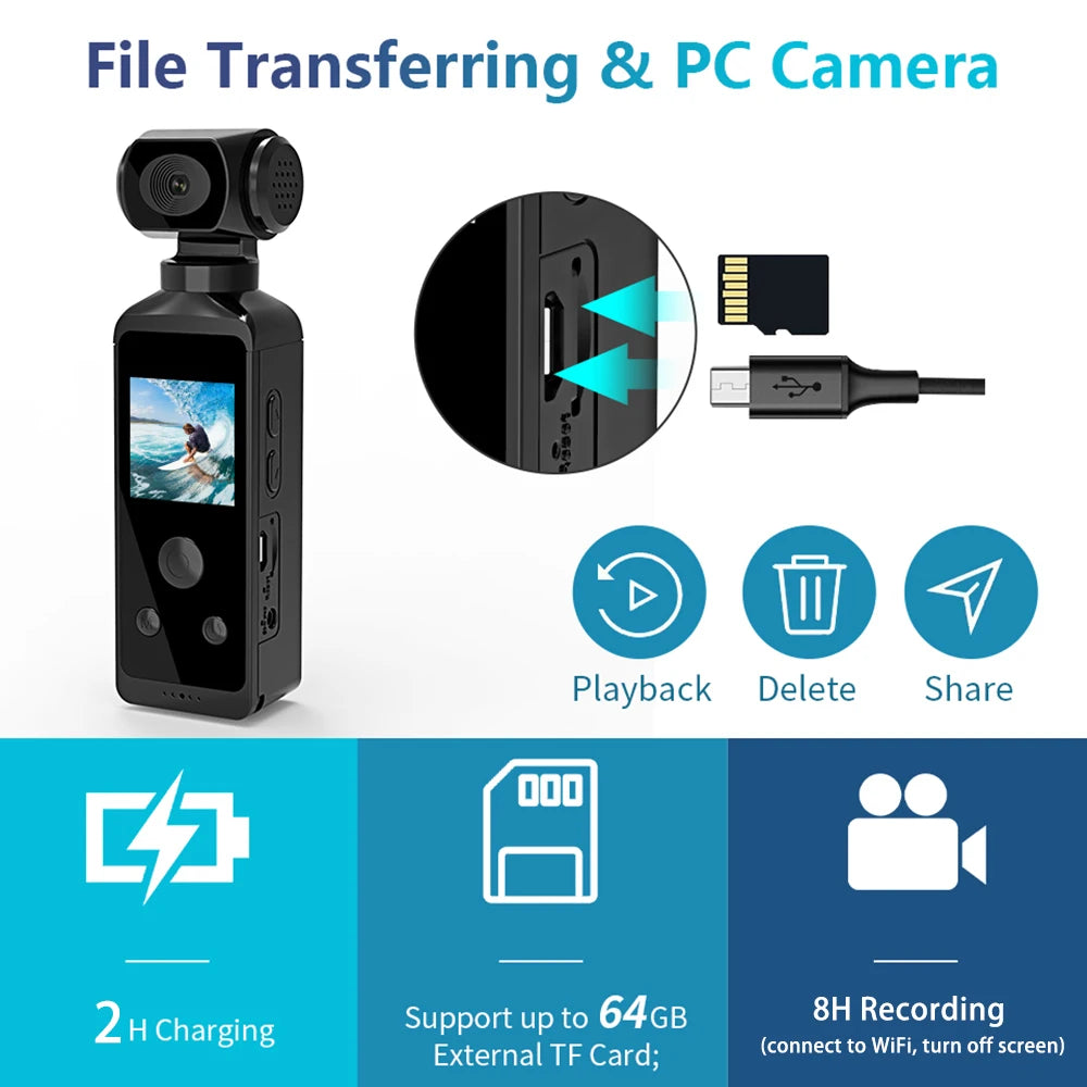 1080P 4K WiFi Full HD Camera 270 Rotatable Mini Camcorders Outdoor Sports DV With Waterproof Case Video Recorder Camcorder Cam