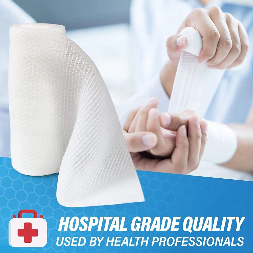 4 Rolls Premium Gauze Rolls,Breathable Flexible, Stretchable Gauze Bandage Roll for First Aid Wound Care & Medical Supplies