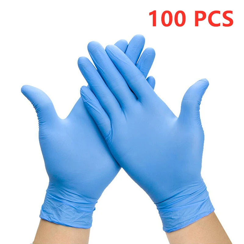 50/100PCS Disposable Nitrile Latex Rubber Gloves Dishwashing/Kitchen/Work//Garden/Household Cleaning Gloves Black/Blue Gloves