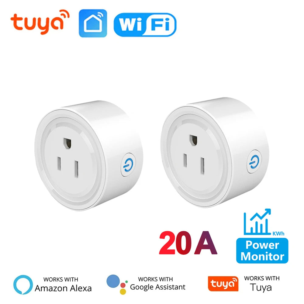 Tuya WiFi Smart Plug 20A with Power Monitor US Canada Mexico Peru Japan Colombia Smart Socket Timer Work With Alexa Google Home