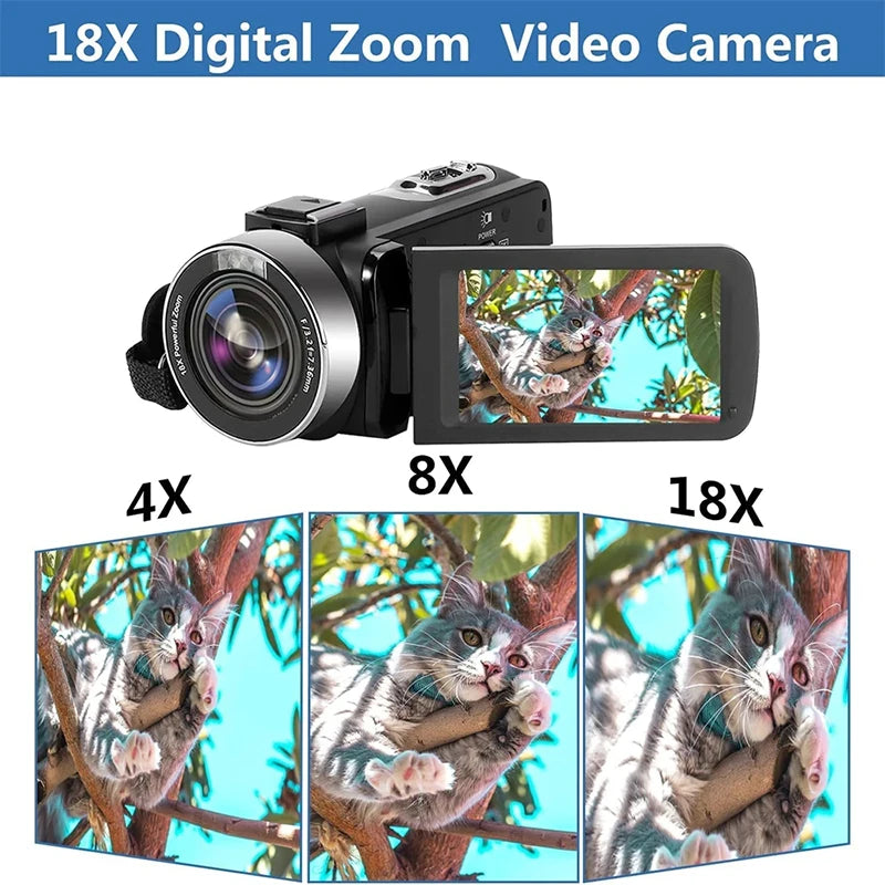 Digital Camera 4k Professional Camcorder for Youtube 48MP WiFi Video Camera 18X Digital Zoom Camera Digital Webcam For Tiktok