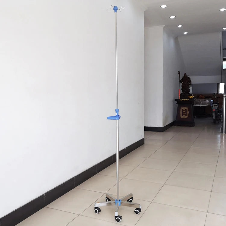 EUR PET medical portable removable iv drip pole stand for with 4 hooks as Hospital Furniture