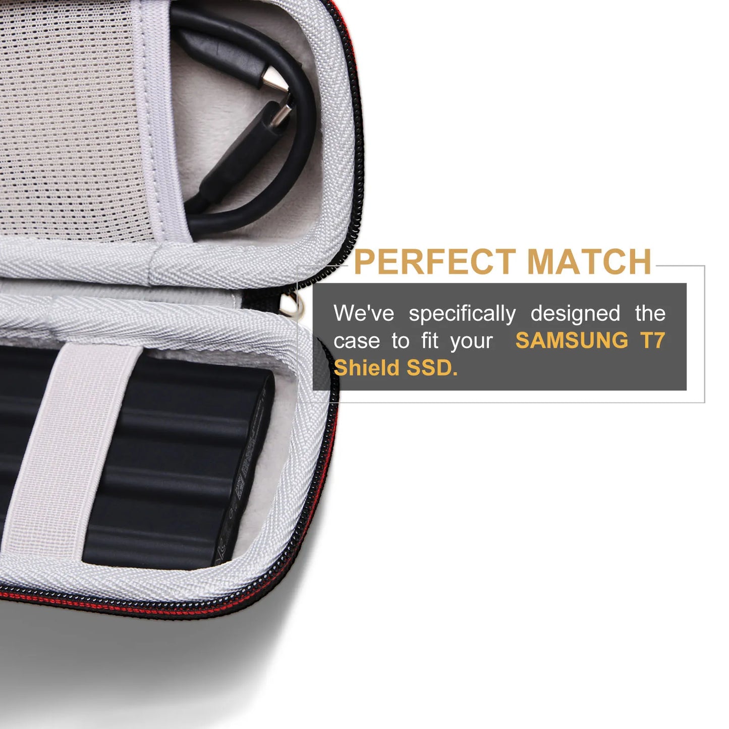 LTGEM EVA Hard Case for Samsung T7 Shield 1TB 2TB Portable SSD External Solid State Drive Protective Travel Carrying Storage Bag