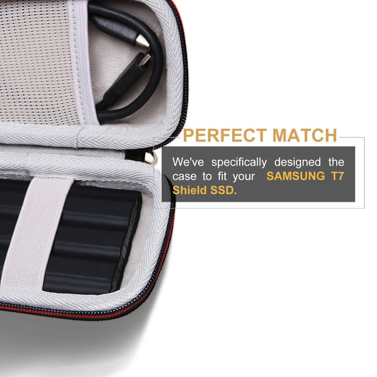 LTGEM EVA Hard Case for Samsung T7 Shield 1TB 2TB Portable SSD External Solid State Drive Protective Travel Carrying Storage Bag