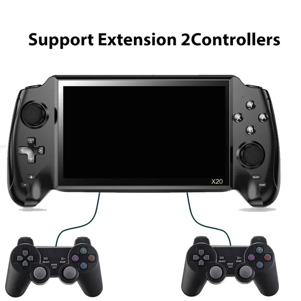 POWKIDDY X20 Handheld Game Console 7”Screen Game Console Rechargeable Video Game Console With 32GB Memory
