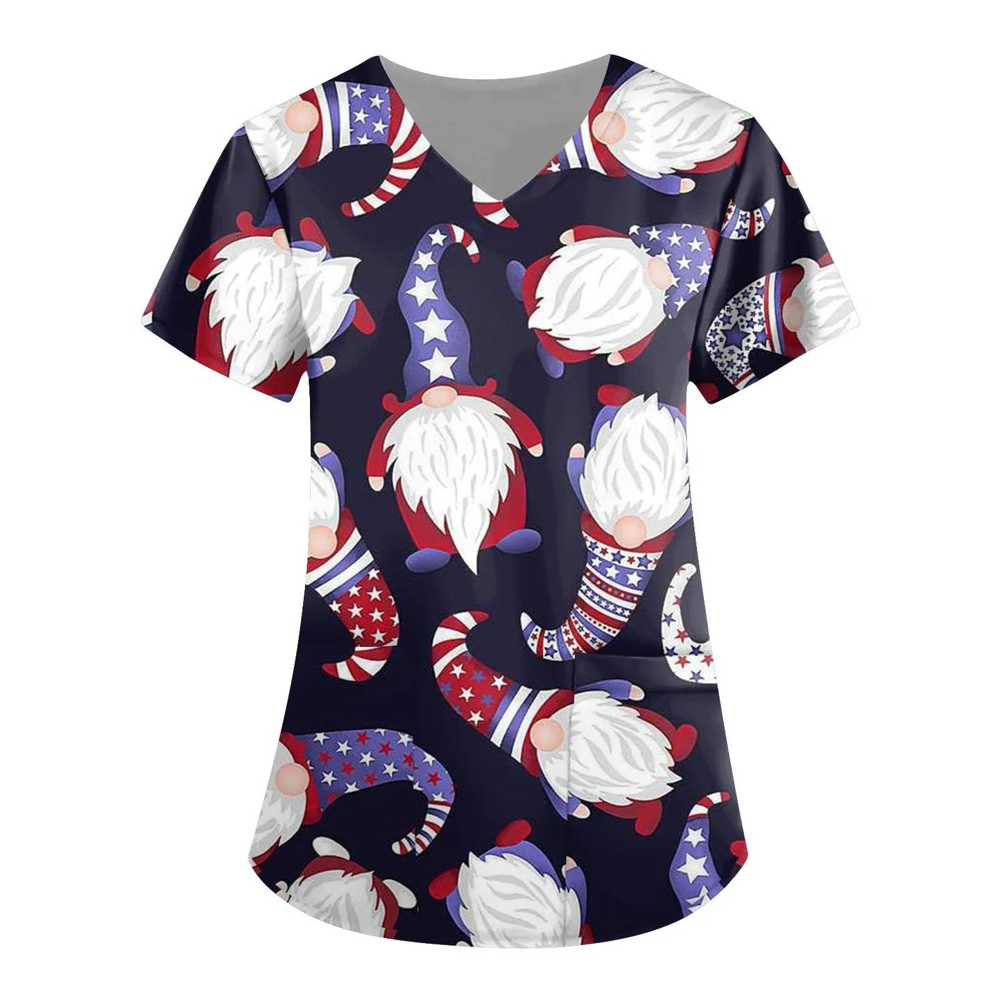 Women's medical gown Halloween pumpkin Christmas reindeer V-neck clinical gown short sleeved patch top women's surgical nurse