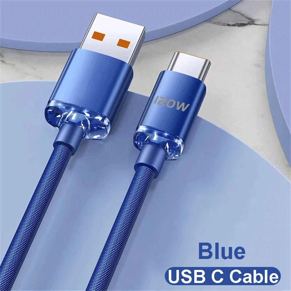 NNBILI 120W 6A Fast Charge USB Type C Quick Charge Cable For Samsung S23  Xiaomi 14 Huawei Phone Fast Charging Cable Data Cables