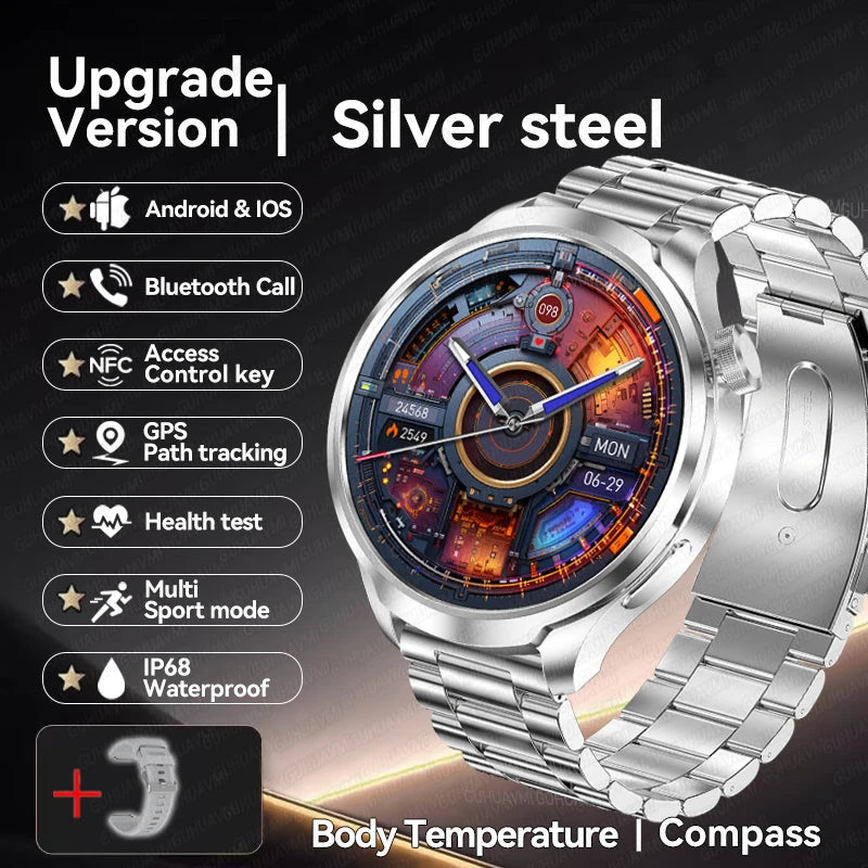 2024 New For HUAWEI Outdoor Sports Smart Watch Men AMOLED Screen NFC GPS Compass Heart rate Waterproof Bluetooth Call SmartWatch