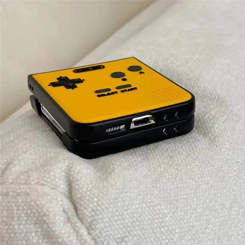3D Game Boy Phone Case For Samsung Galaxy Z Flip 6 Luxury Hard Plastic Frame Silicone Cover For Samsung Z Flip6 Zflip6