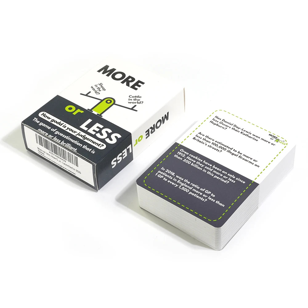 More or Less Card Game The Quiz Game Based On Fun Trivia Board Game How Good Is Your Judgement First Edition 1pc Educational Gam