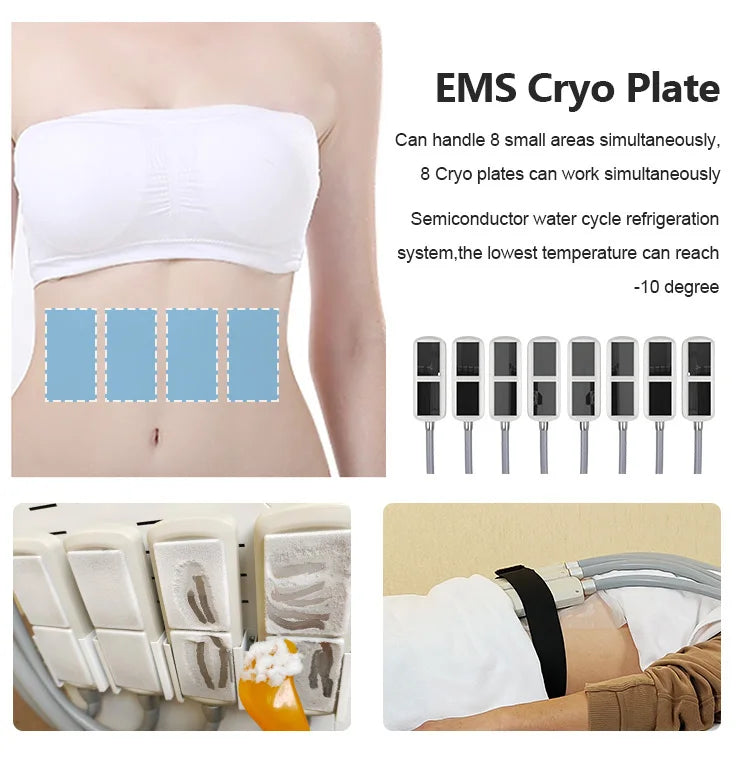 Ems+CRYO Body Slimming Cryolipolysis Membrane Fat Freezing Professional Machine Cool Body Sculpting Salon Massager Equipment