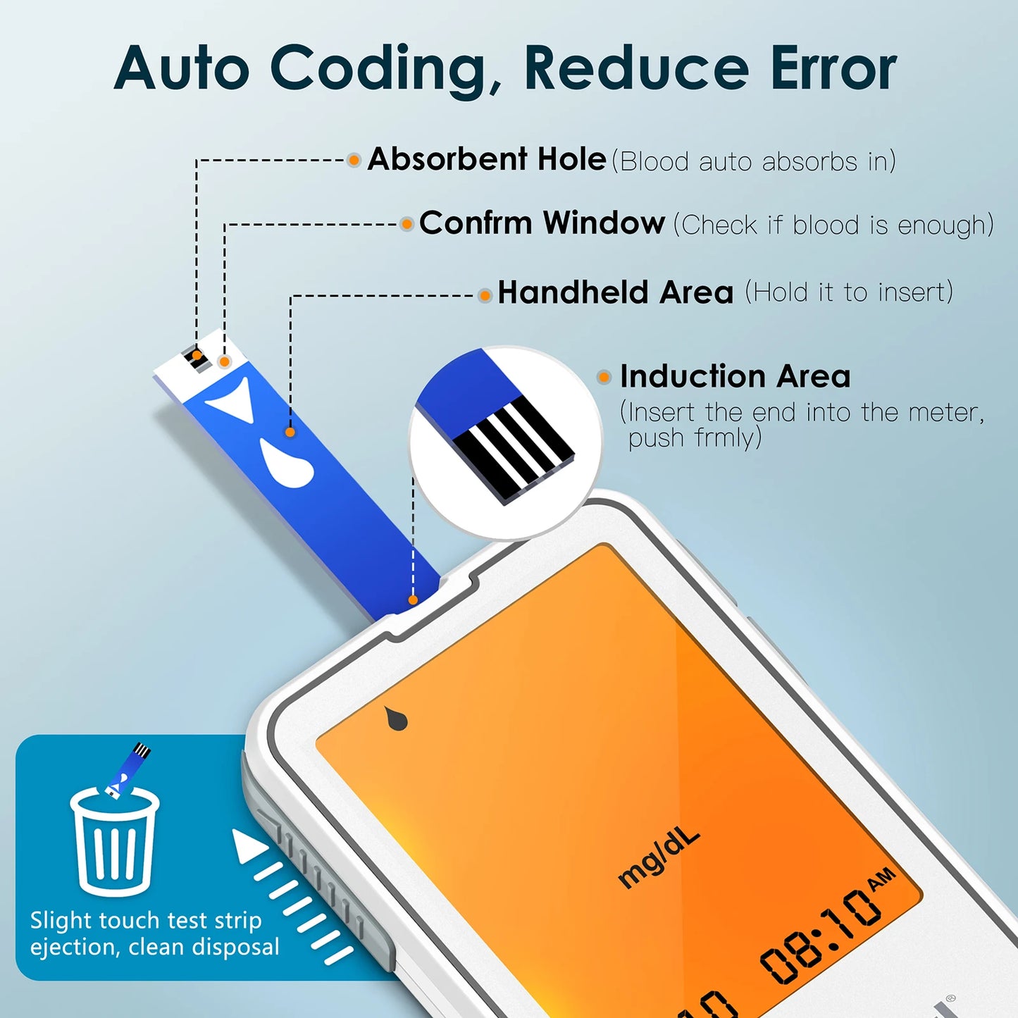 (50/100/200/300/500 pcs for G-427B and G-425-2/-3) bioland Blood Glucose Meter Test Strips and Lancets for Diabetes accessories