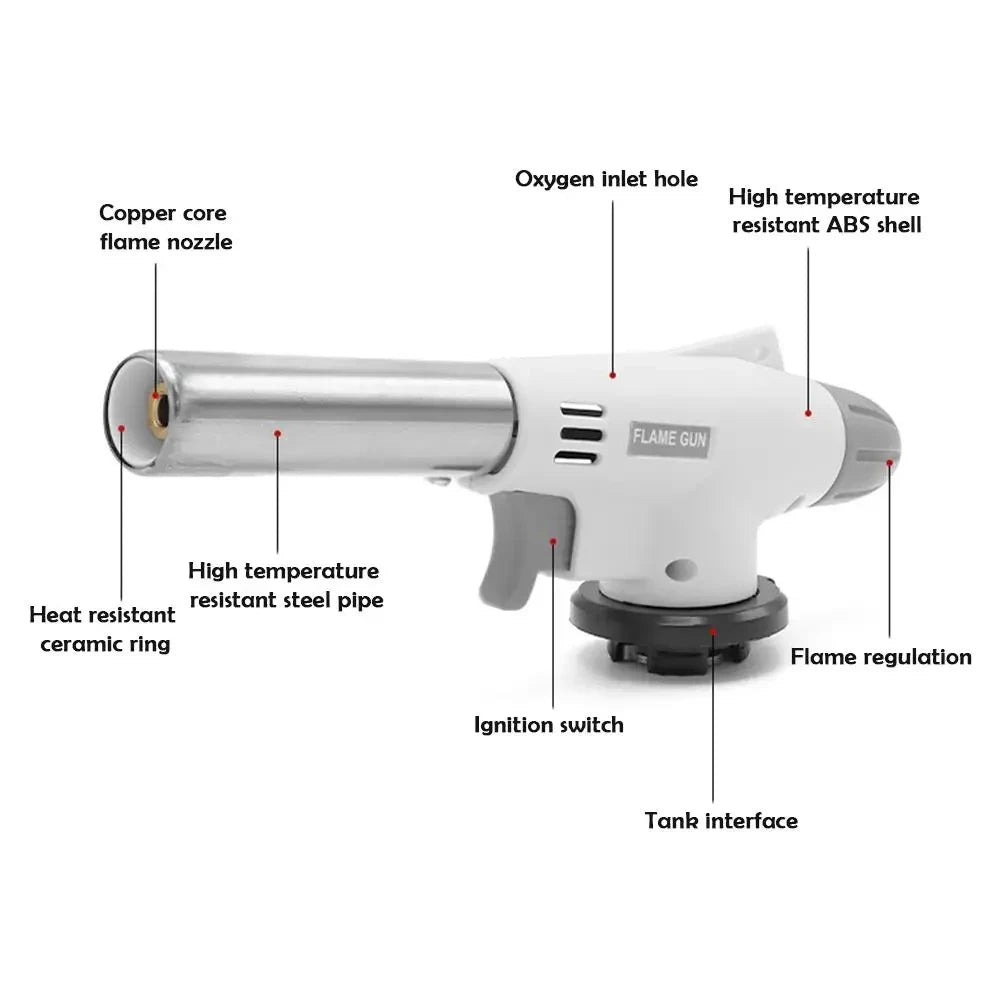 Outdoor Camping Gas Burner Adjustable Flame Gas Lighters Flame Gas Torch Flame Gun Blow for BBQ Camping Cooking