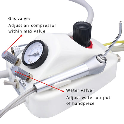 Portable Dental Turbine Unit Work With Air Compressor 3 Way Syringe 2/4 Holes Handpiece Tube Dentistry Equipment Plastic Shell