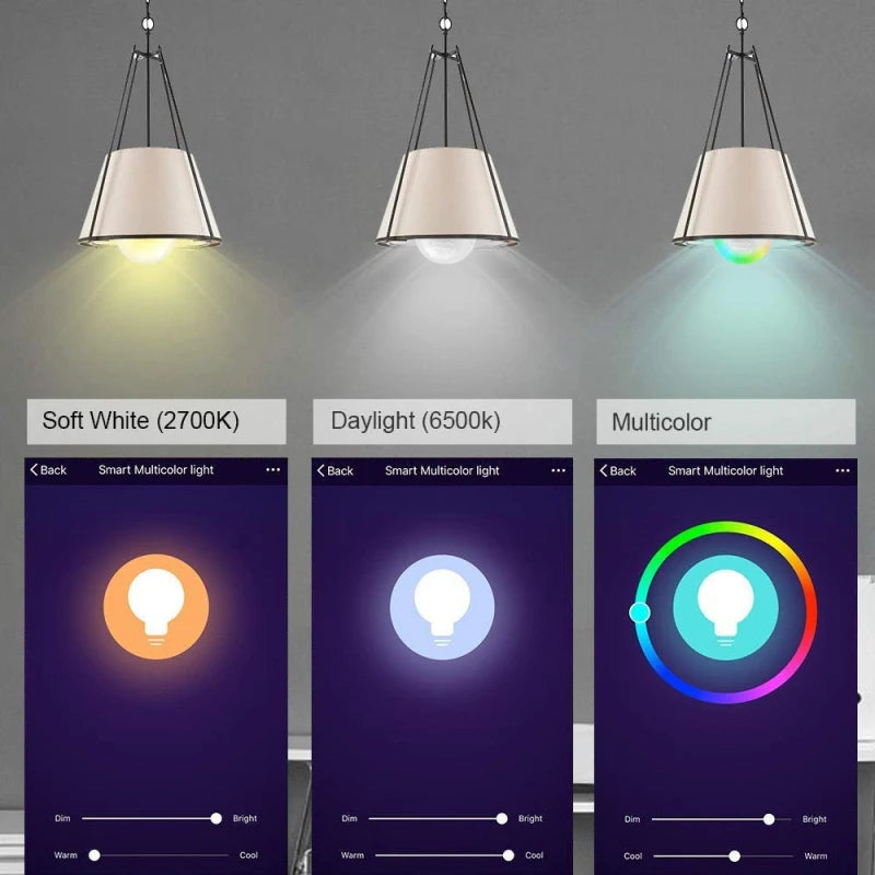 Tuya WiFi E27 B22 Smart Dimmable Bulb RGBCW 100-240V LED Smart Light Smart Life App Control Support Alexa Google Home Alice
