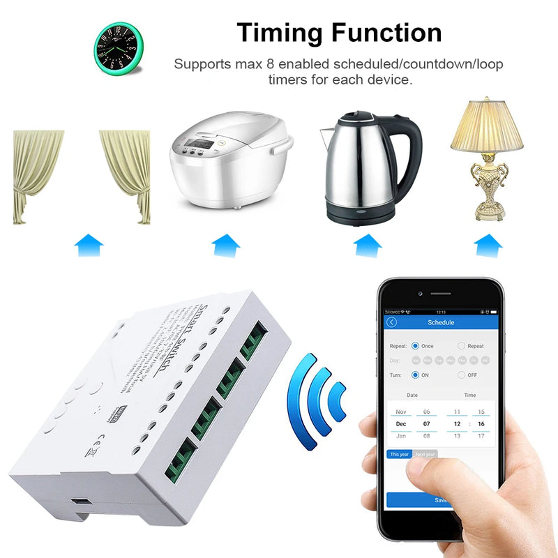 Tuya Smart Wifi Motor Switch Module 5V 12V 32V 220V RF 433 Radio Remote Control 4 Channels Inching Relay for Alexa Google Home