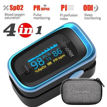 KIUZOU Finger Pulse Oximeter SPO2 PR PI RR Blood Oxygen Saturation Meter Heart Rate Monitor OLED Oximetro De Dedo