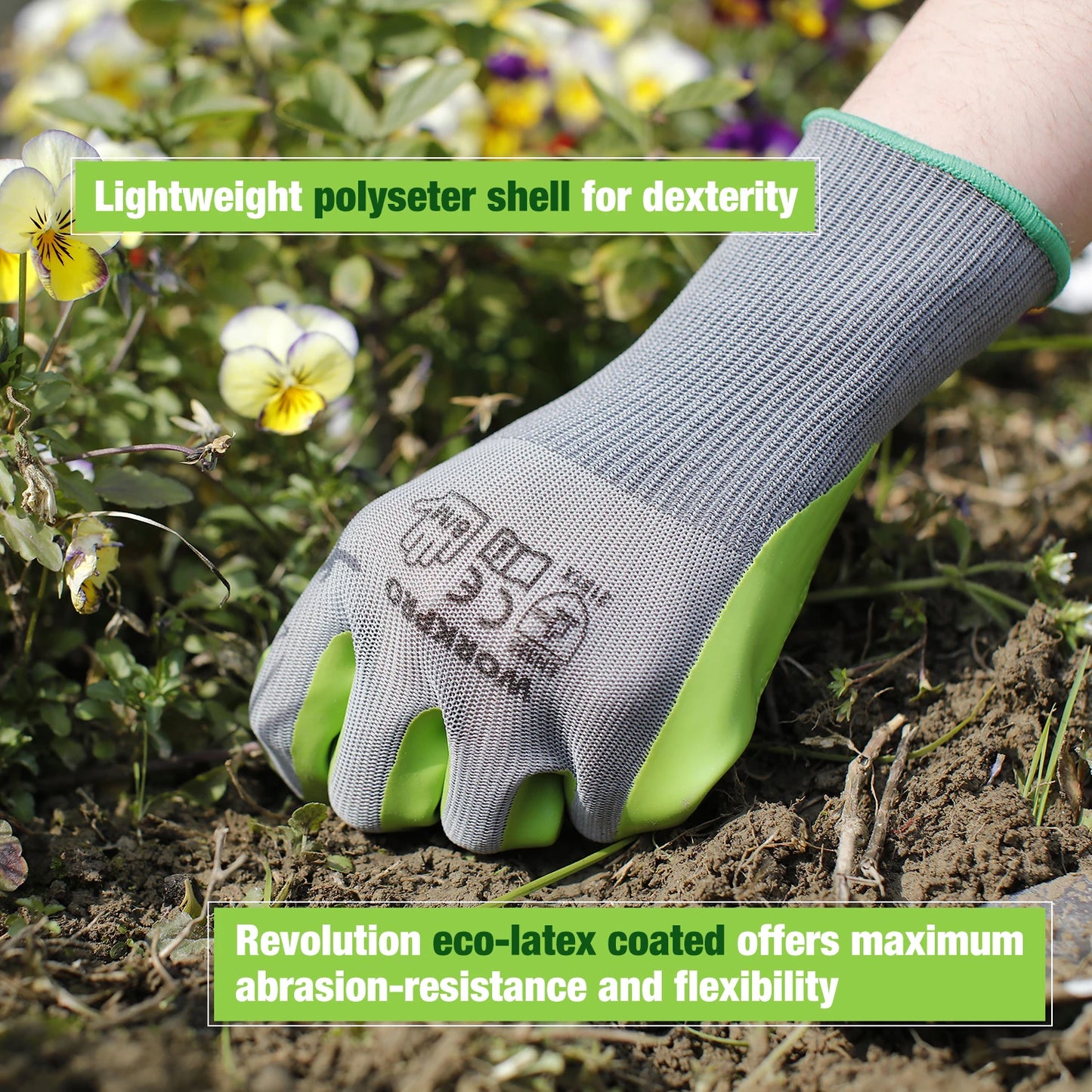 WORKPRO 6 Pairs Garden Gloves Work Glove with Eco Latex Palm Coated Working Gloves for Weeding Digging Raking and Pruning(M)