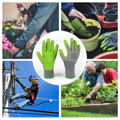WORKPRO 6 Pairs Garden Gloves Work Glove with Eco Latex Palm Coated Working Gloves for Weeding Digging Raking and Pruning(M)
