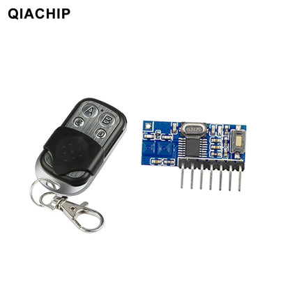 QIACHIP RF 433mhz Transmitter 4 Button Remote Control + Receiver Module Fixed EV1527 Decoding 4CH Output With Learning DIY Kit