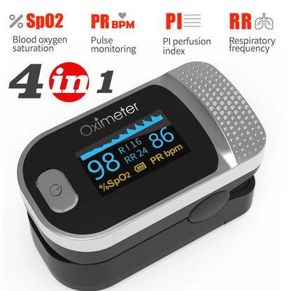 KIUZOU Finger Pulse Oximeter SPO2 PR PI RR Blood Oxygen Saturation Meter Heart Rate Monitor OLED Oximetro De Dedo