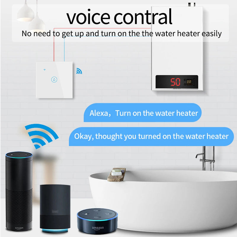 Wifi Boiler Smart Switch 40A 8000W High Power Water Heater Switches Tuya EU/US Standard Luxuray Glass Touch Timer Voice Control